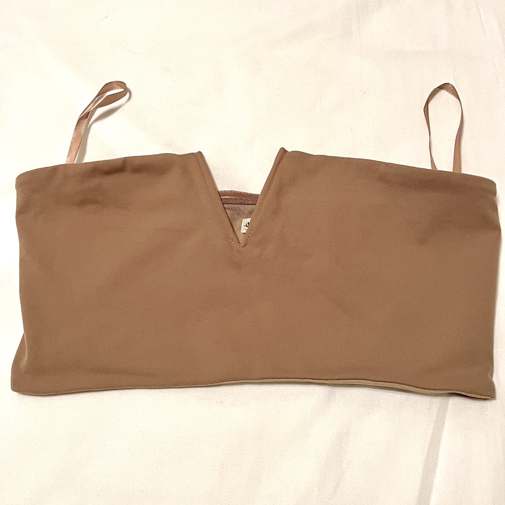 NWT Free People Intimately Brown V Cut Tube Top Crop Top Bandeau Small S Mesh - Picture 2 of 4